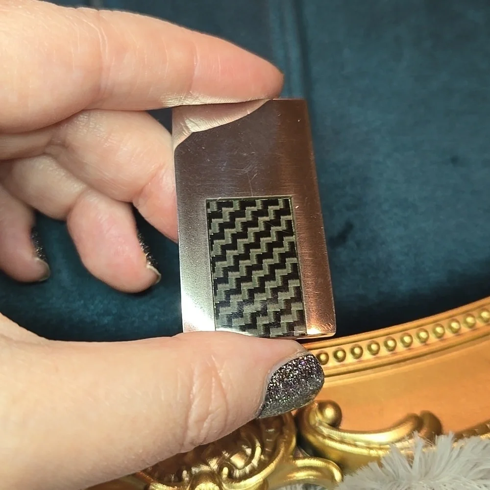 Silver and Black Checkered Stainless Steel Money Clip Brand New